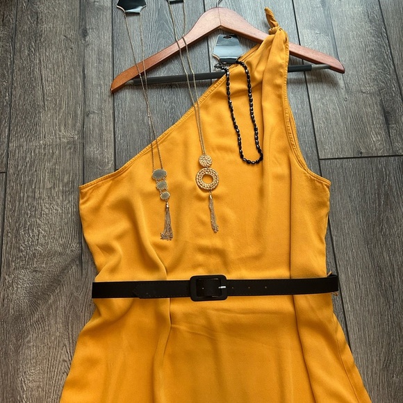 ANTONIO MELANI Orange Black One Shoulder Cocktail Dress - Picture 2 of 15